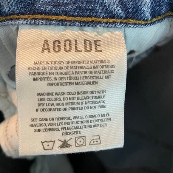 AGOLDE Nico High Rise Skinny Jeans 27” Waist Cropped Raw Hem Stretch Button Fly - Picture 9 of 9